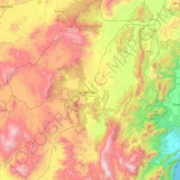 Korkuteli topographic map, elevation, terrain