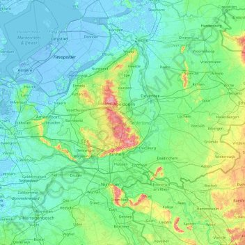 Gelderland topographic map, elevation, terrain