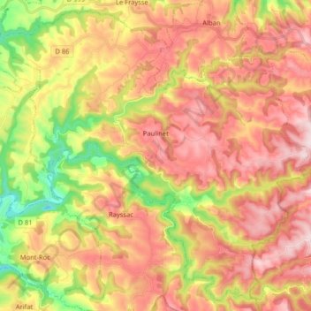 Paulinet topographic map, elevation, terrain