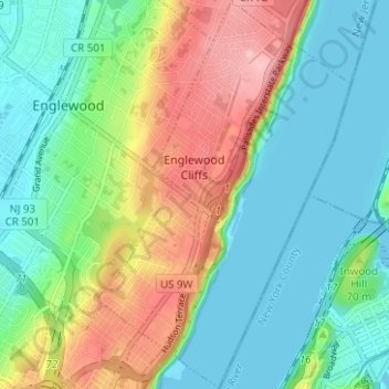 Englewood Cliffs topographic map, elevation, terrain