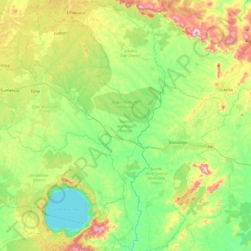 Juaben Municipal District topographic map, elevation, terrain