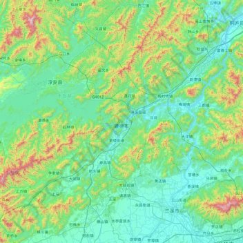 Jiande topographic map, elevation, terrain