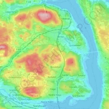 Sköns distrikt topographic map, elevation, terrain