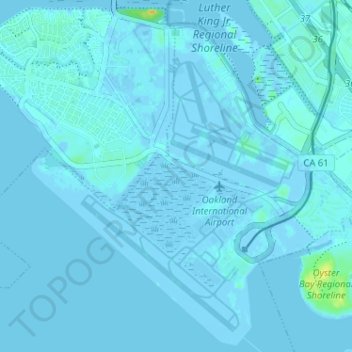 Bay Farm Island topographic map, elevation, terrain