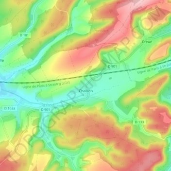 Chaillon topographic map, elevation, terrain