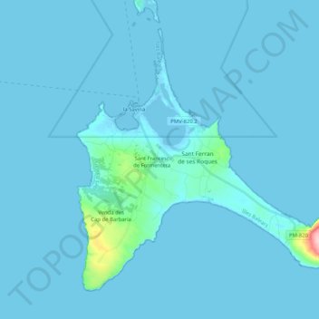Formentera topographic map, elevation, terrain