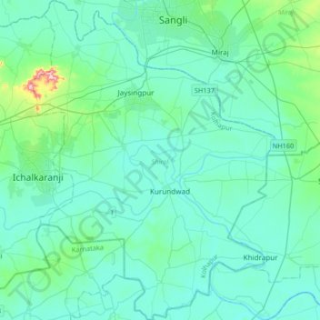 Shirol topographic map, elevation, terrain