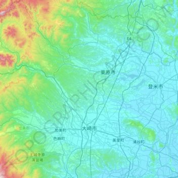 Ōsaki topographic map, elevation, terrain