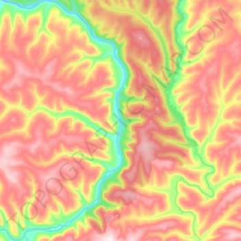 Lena River topographic map, elevation, terrain