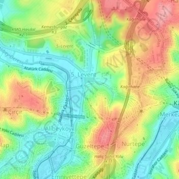 Güzeltepe Mahallesi topographic map, elevation, terrain