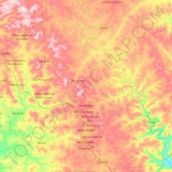 Nova Prata topographic map, elevation, terrain