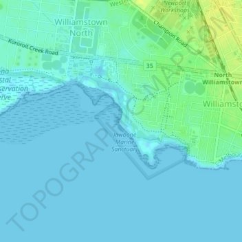 Jawbone Flora and Fauna Reserve topographic map, elevation, terrain