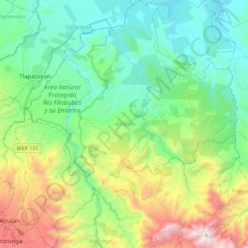 Atzalan topographic map, elevation, terrain