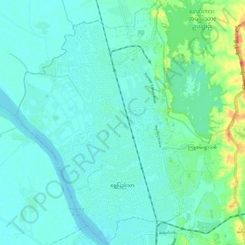 Shwepyithar topographic map, elevation, terrain