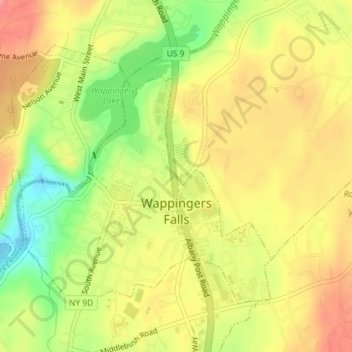 Village of Wappingers Falls topographic map, elevation, terrain