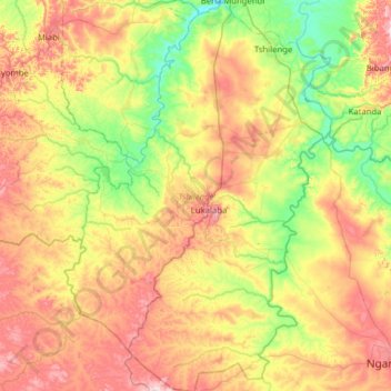 Tshilenge topographic map, elevation, terrain