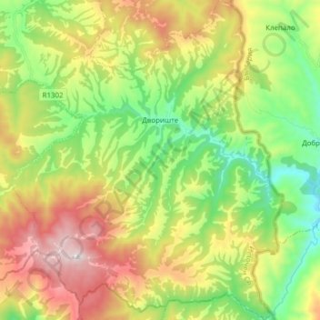 Dvorishte topographic map, elevation, terrain