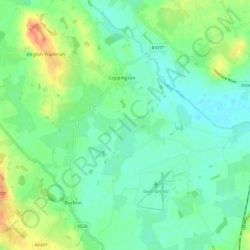 Loppington topographic map, elevation, terrain