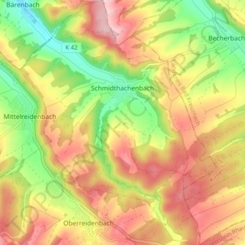 Schmidthachenbach topographic map, elevation, terrain
