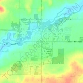 Hesperia topographic map elevation - Thumbnail
