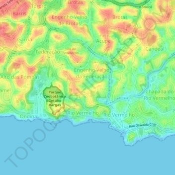 Rio Vermelho topographic map, elevation, terrain