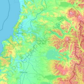 Regione di Los Ríos topographic map, elevation, terrain