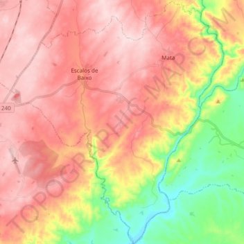 Escalos de Baixo e Mata topographic map, elevation, terrain