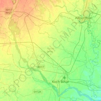 Cooch Behar - II topographic map, elevation, terrain