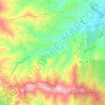 Iznate topographic map, elevation, terrain