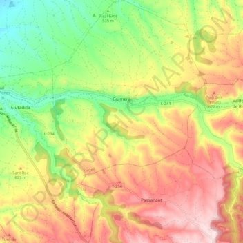 Guimerà topographic map, elevation, terrain