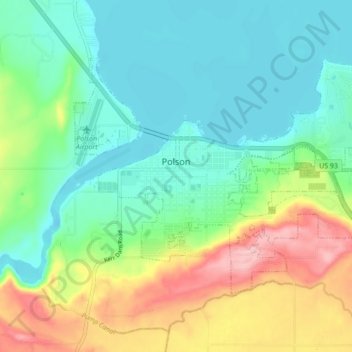 Polson topographic map, elevation, terrain