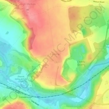 Cadeby topographic map, elevation, terrain