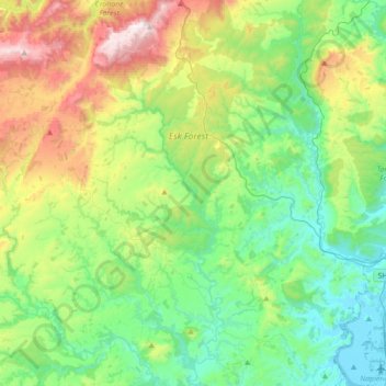 Mangaone River topographic map, elevation, terrain