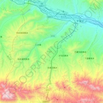 Ping'an District topographic map, elevation, terrain