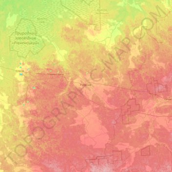 Rokytne Settlement Hromada topographic map, elevation, terrain