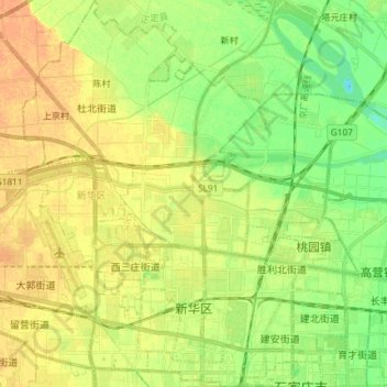 Xinhua District topographic map, elevation, terrain