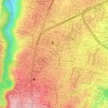 Srondol Wetan topographic map, elevation, terrain