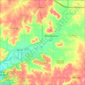 Town of Kinnickinnic topographic map, elevation, terrain
