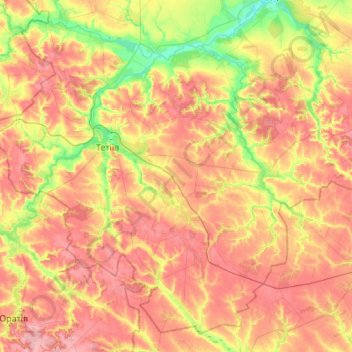Tetiiv Urban Hromada topographic map, elevation, terrain