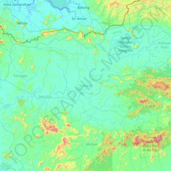 Sintang topographic map, elevation, terrain