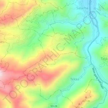 Üzümlü topographic map, elevation, terrain