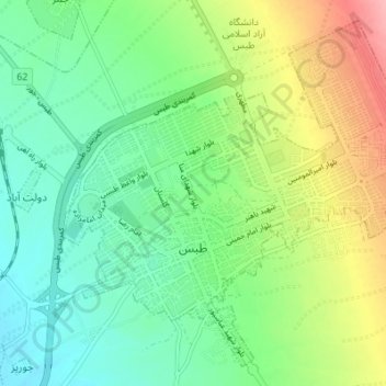 Tabas topographic map, elevation, terrain