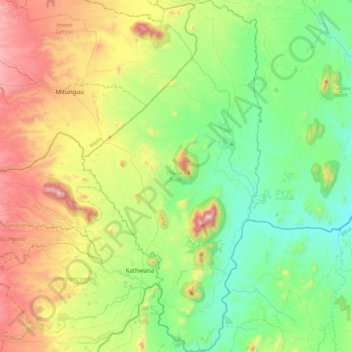 Tharaka South topographic map, elevation, terrain