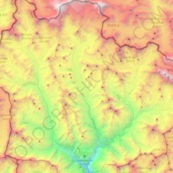Khumjung topographic map, elevation, terrain