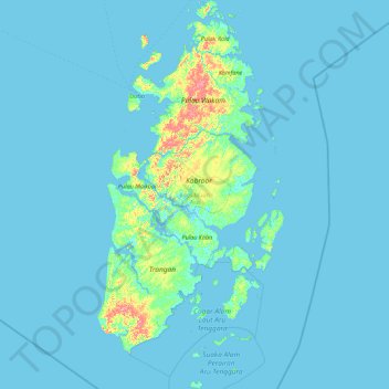 Aru Islands topographic map, elevation, terrain