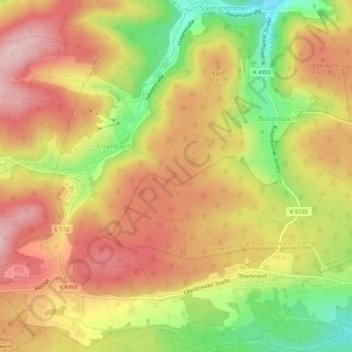 Bubenbach topographic map, elevation, terrain