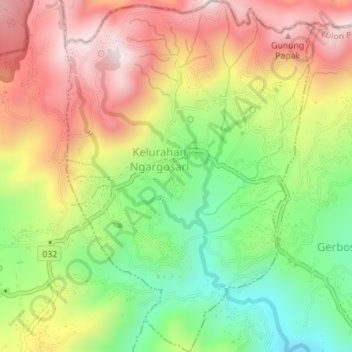 Ngargosari topographic map, elevation, terrain