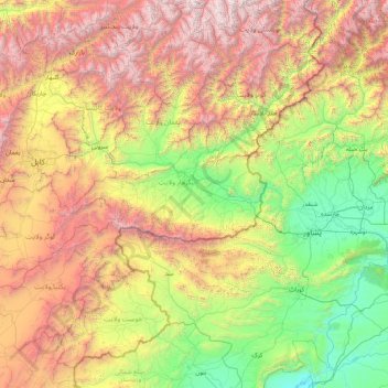 Kabul River topographic map, elevation, terrain