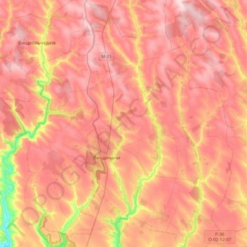 Vendychany Settlement Hromada topographic map, elevation, terrain