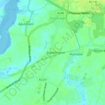 Donnington topographic map, elevation, terrain
